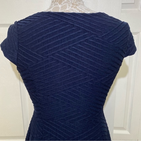Enfocus Studio Navy Blue Strech Midi Dress Textured size 6 - Picture 5 of 12